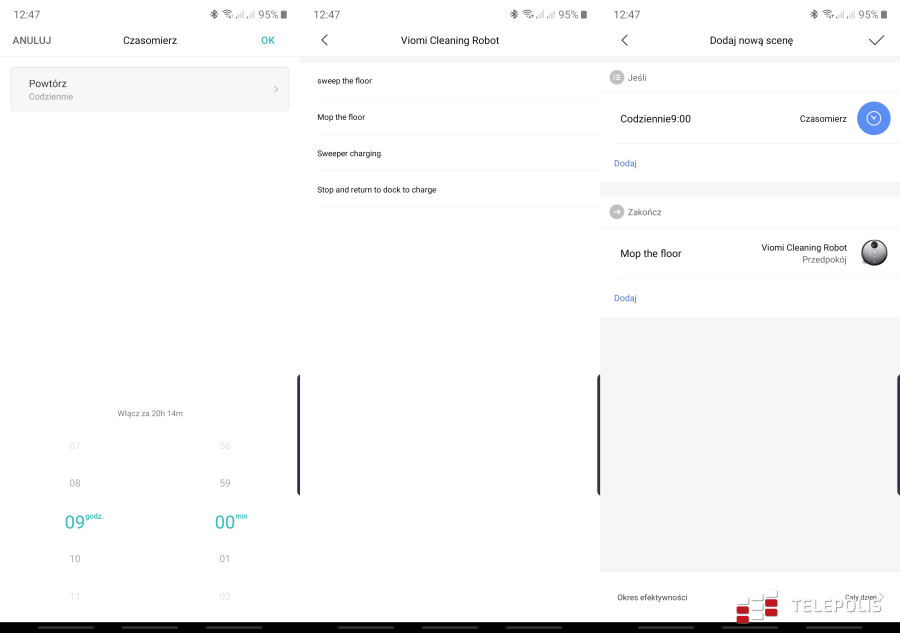 Xiaomi Home - Viomi Cleaning Robot - tworzenie harmonogramu