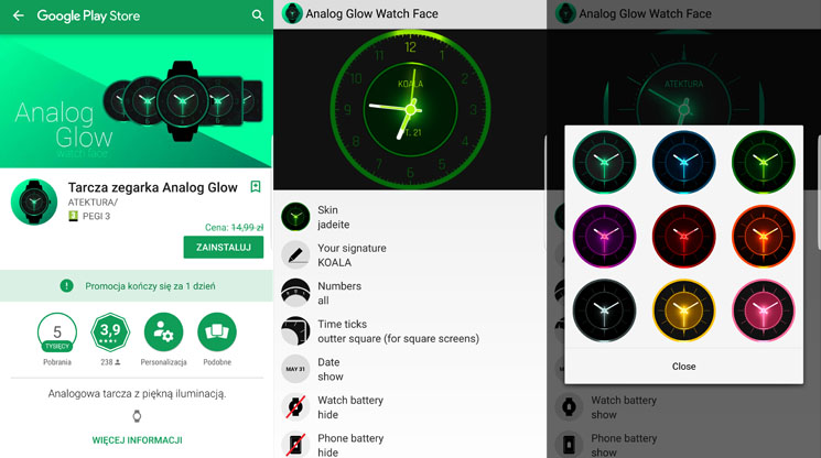 Google Play Za Darmo Do Pobrania Tarcza Analog Glow Do Smartwatchy Z Android Wear Telepolis Pl