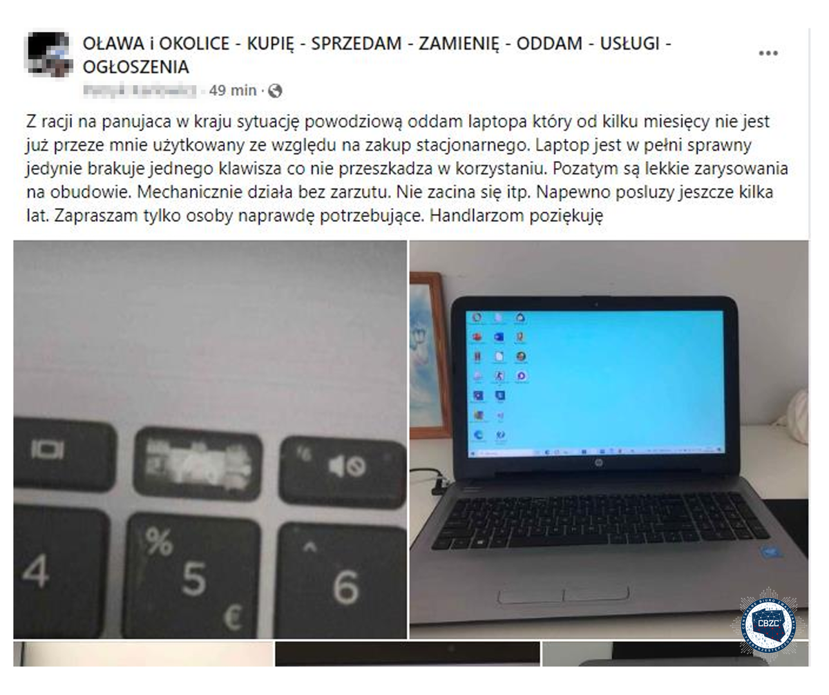 laptop dla powodzian - oszuści pojmani